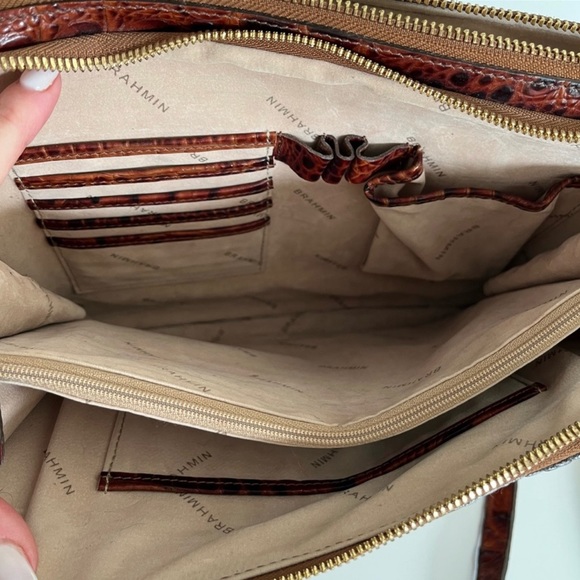 BRAHMIN Croc Embossed Leather iPad Bag 11”x9”x2” - Picture 6 of 9